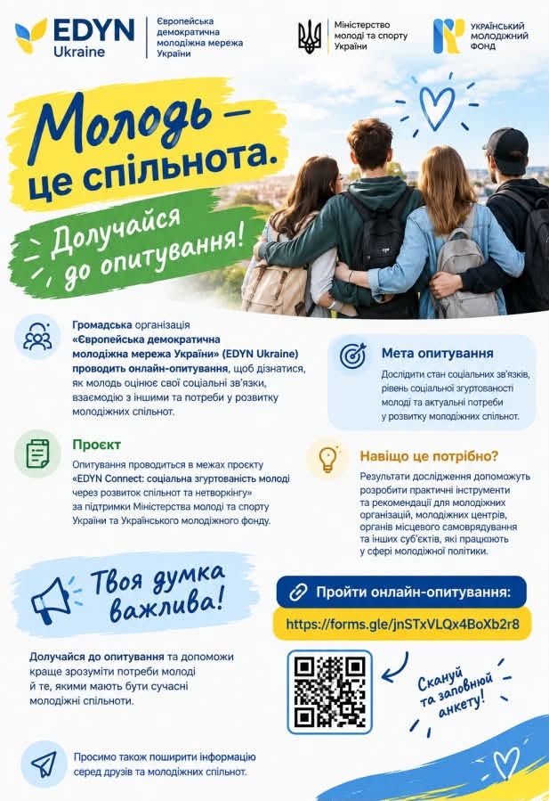 Молодь — це спільнота. Долучайся до опитування!
